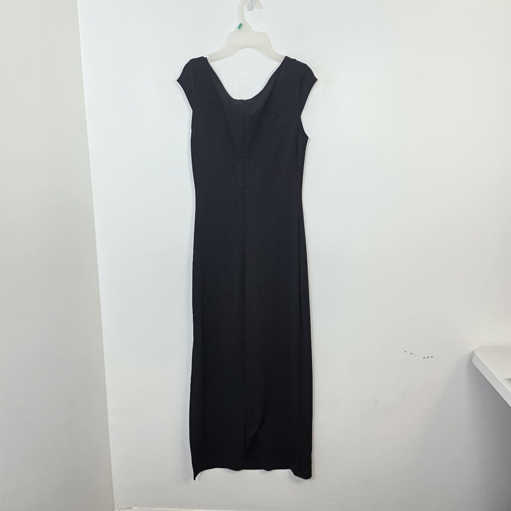 Vintage Ecru Black Purple Floral Whimsygoth Gothic Dark Romantic Maxi Dress Sz M - Picture 6 of 8